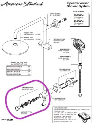 Schematic diagram of shower head plumbing